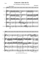 Dragonetti D. Double Bass Concerto A-dur. Arranged for Double Bass & String orchestra (transported in G-Dur) - Score & Parts