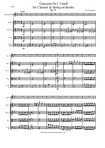 Weber C. M. Concerto Nr.1 f-moll for Clarinet and String orchestra - Score & Parts